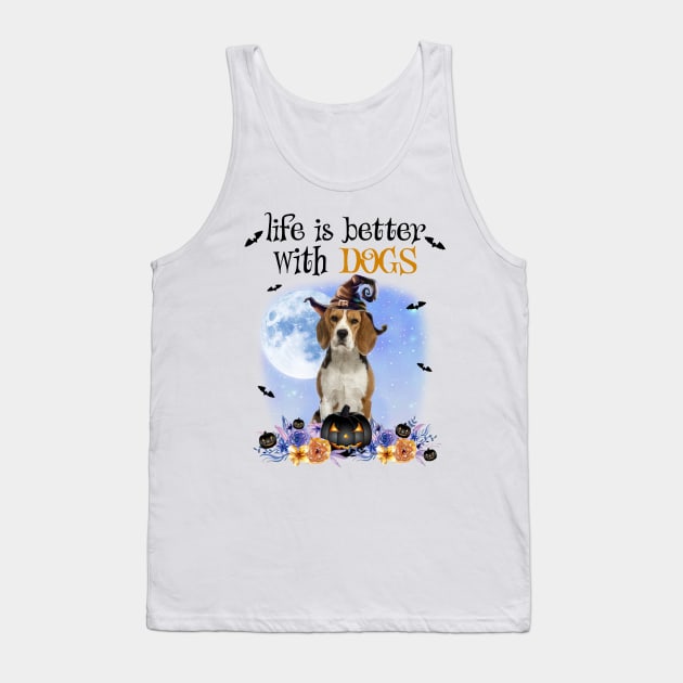 Beagle Witch Hat Life Is Better With Dogs Halloween Tank Top by nakaahikithuy